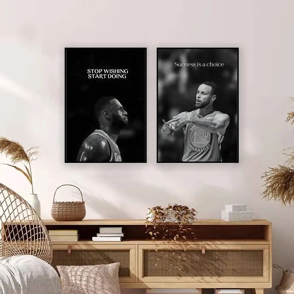 Athlete Inspirational Quotation Poster Home Gym Football Basketball Prints Wall Stickers Paintings for Home Living Room Decor
