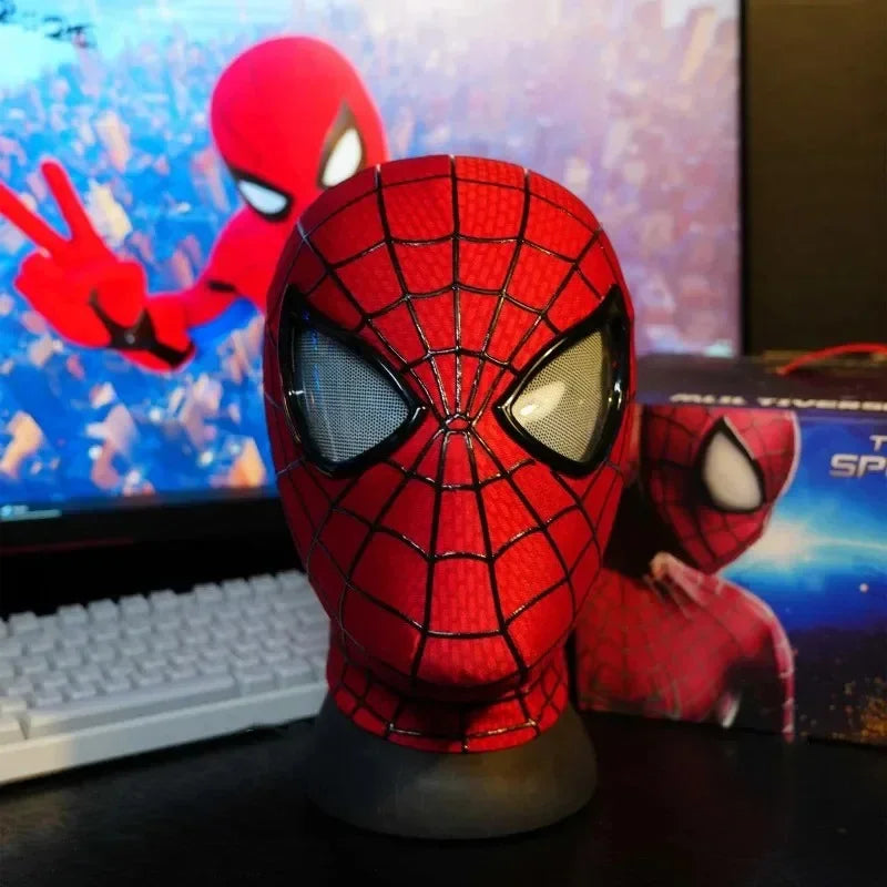 In Stock Miles Spider-Man 1:1 Scale Electronic Mask With Moving Glowing Eyes Ring Control Cosplay Toy Gift For Boys Gift