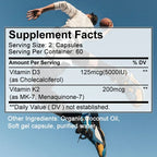 Vegan Vitamin D3 K2 Capsules - Organic Coconut Oil - Daily Supplement for a Healthy Immune System & Bones Gluten & Soy Free