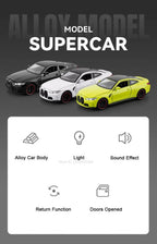 Scale 1:32 M4 X3M Toy Car Model Pull Back Music Light Doors Opened Miniature Vehicle Metal Diecast Models Kids Educational Gifts