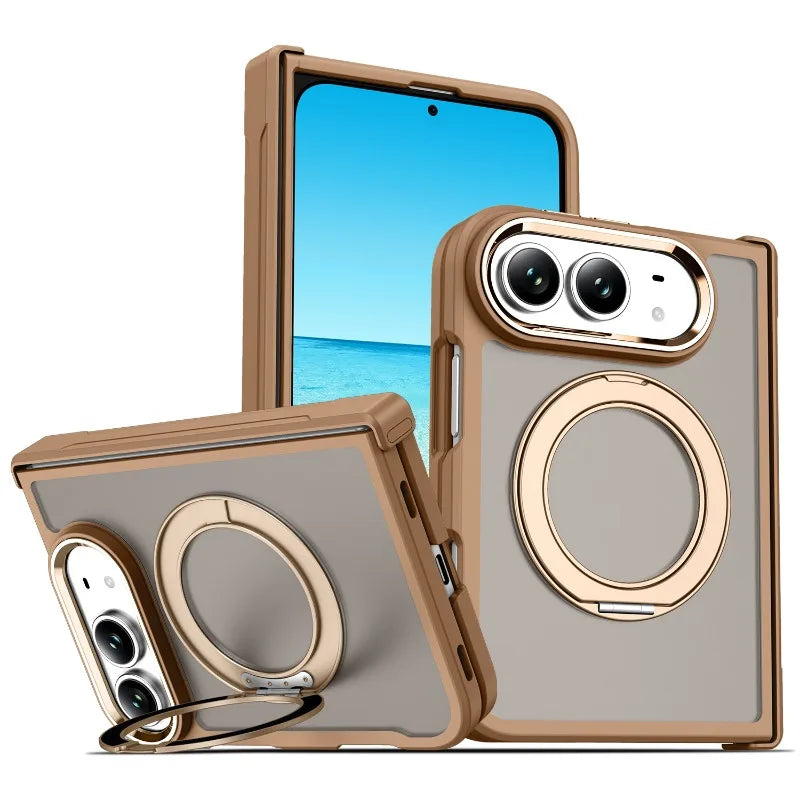 Fashion Feel 360 Degree Rotating Foldable Phone Case for IPhone Duo Fold for IPhone Ultra Metal Lens Frame Shockproof PC Cover
