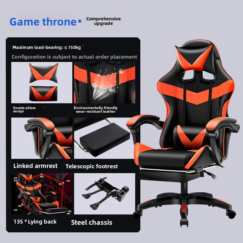 Computer Chair Comfortable Gaming Chair Long Hours Sitting Reclining Headrest and Lumbar Support for Home Office Furniture
