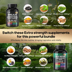 Quitmood Sea Moss Shilajit Energy Bundle for Man & Women, with Black Seed Oil, Ashwagandha, Ginger, Burdock Root, Turmeric