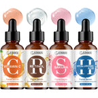 JUINHOU 4pcs Vitamin C + Retinol +Sakura + Hyaluronic Acid Serum Brightening & Hydration Combo Supple Skin For All Skin Type