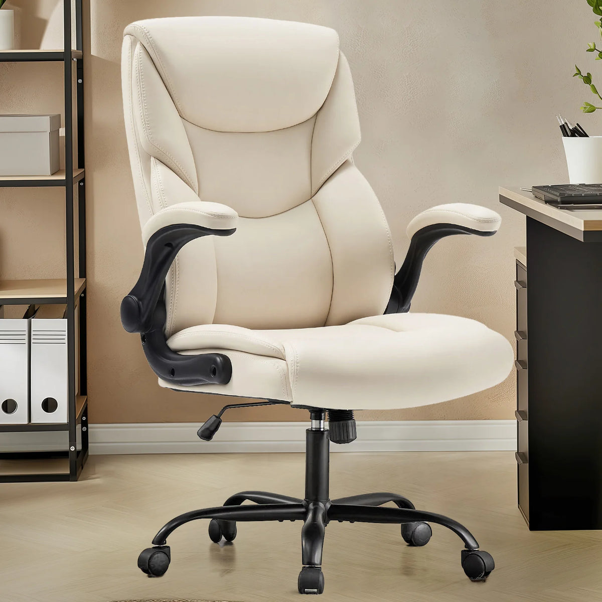 MCQ Ergonomic PU Leather Gaming Office Chair with Flip-up Armrest Swivel Rolling Adjustable Racing Chair For Office Furniture