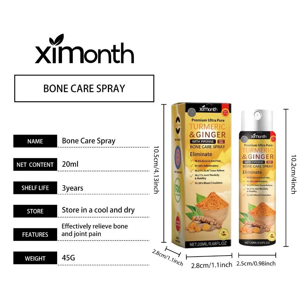 Ximonth Turmeric Ginger Joint Care Spray Natural Piperine Body Massage Mist Moisturizing External Skin Care Spray Nourish Joint