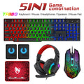 2026 NEW 5-in-1 Set Gaming Combo Keyboard 4-color Breathing Light Mouse 3.5mm Gaming Headset Gaming Speaker Anti-slip Mouse Pad