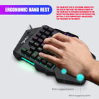 Ergonomic 35-Key Gaming Keyboard with RGB Lighting USB Powered One-Handed Design Thin Film Keys for Enhanced Gaming Experience