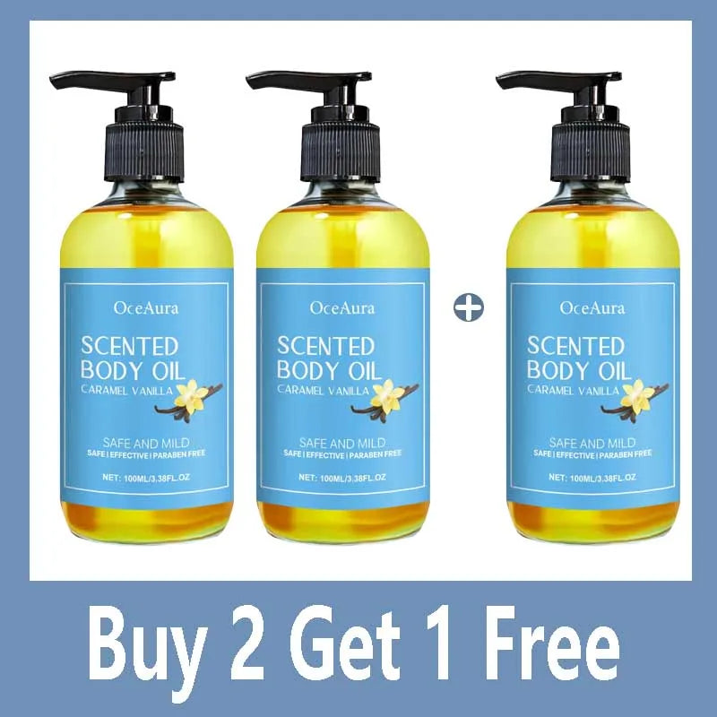 Caramel Vanilla Body Massage Oil Moisturizing Nourishing Smoothing Skin Care Relieve Stress Muscle Relaxing Body SPA Oils