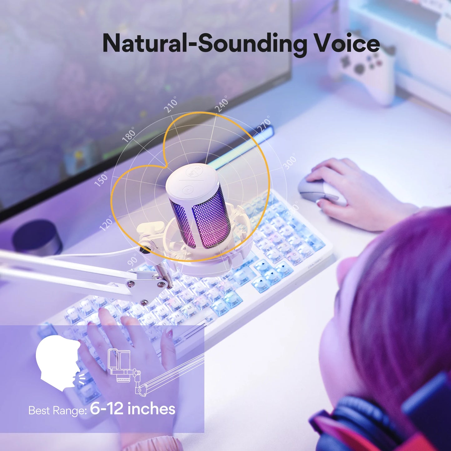 Maono Gamerwave DGM20S USB Gaming Microphone with Noise Reduction Condenser Mic RGB Mic for Gaming Streaming PC Laptop Recording