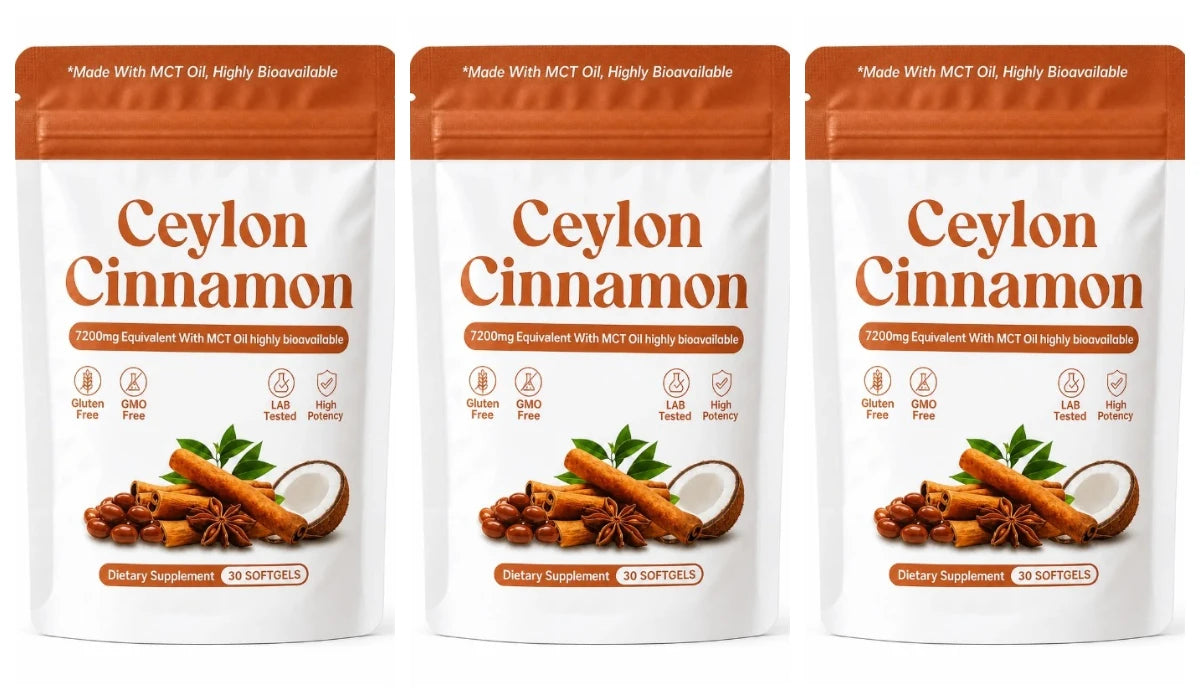 Ceylon Cinnamon Softgels with MCT Oil for Metabolism Support, Highly Bioavailable, Non-GMO, Gluten-Free, 30 Softgels