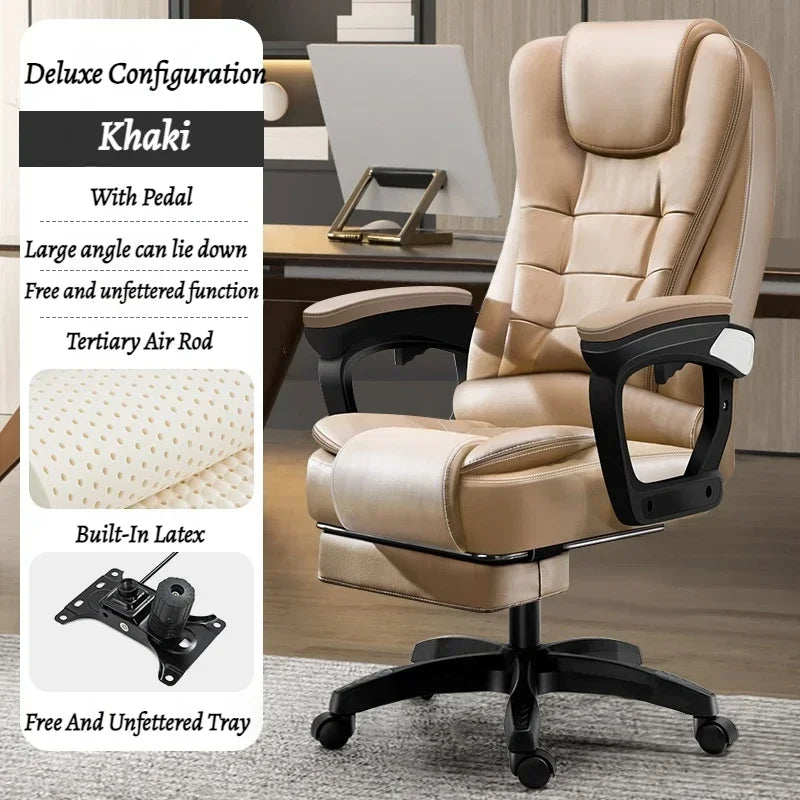 Leather Executive Office Chair Gaming Adjustable Modern Ergonomic Chair Mobile Massage Designer Silla Oficina Salon Furniture