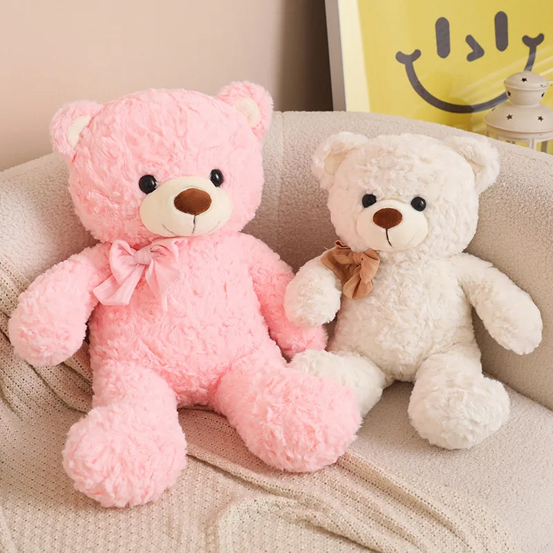 New Soft Bear Plush Toys White Pink Brown Bear Super Cute Huggable Pillow Stuffed Cartoon Animal Cushion Children Birthday Gift