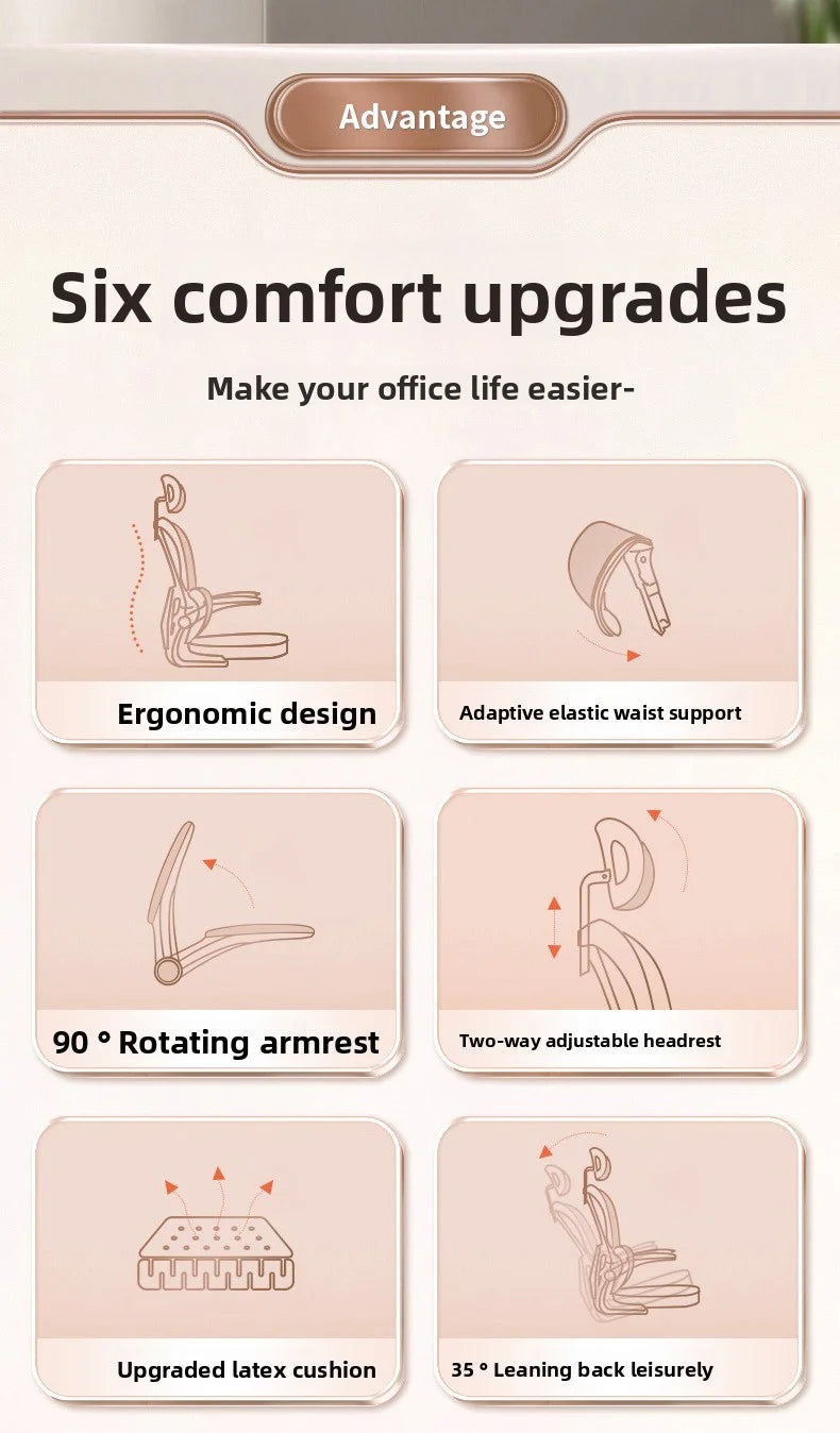 Ergonomic Home Office Chair, Comfortable Desk Chair for Students with Back Support, Long Sitting Study Chair