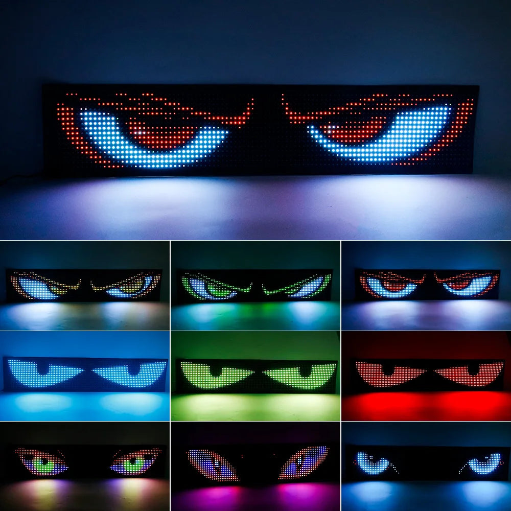 Multifunctional Bright Devil Eyes LED Light for Car Windshield Flexible Programmable Scrolling LED Display Bluetooth APP Control