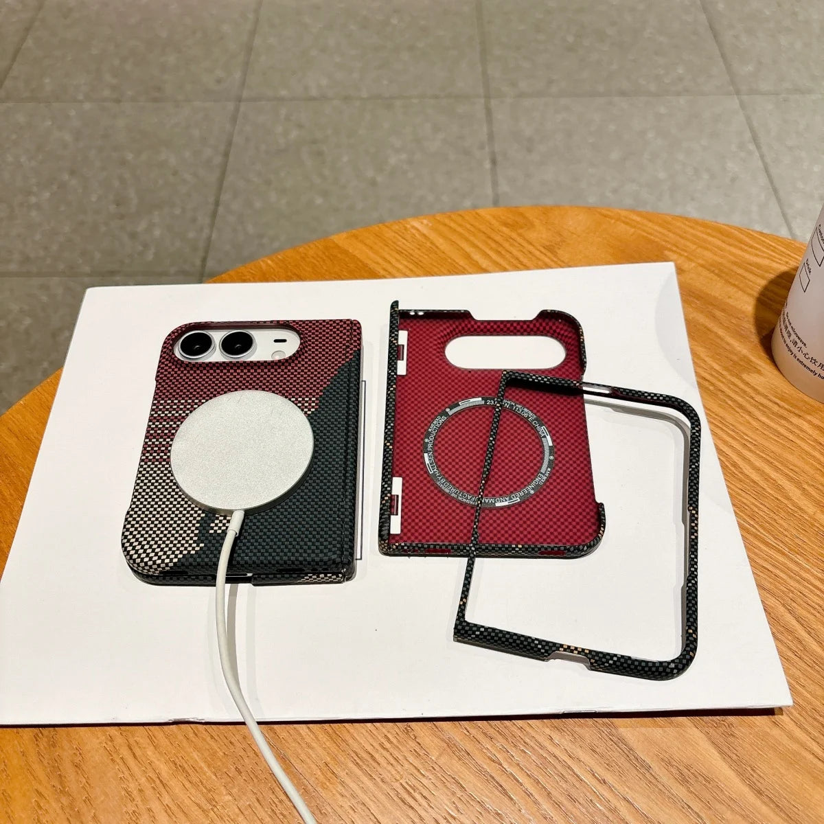 Shockproof Duo Thin Carbon Fiber Leather Magnetic for Magsafe Phone Case for IPhone Duo Apple 18 Fold Hinge Protective Cover