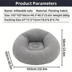 Soft Inflatable Round Lazy Air Sofa Portable Leisure Lounge Chair Indoor Outdoor Camping Bean Bag Seat for Bedroom Patio Backyar
