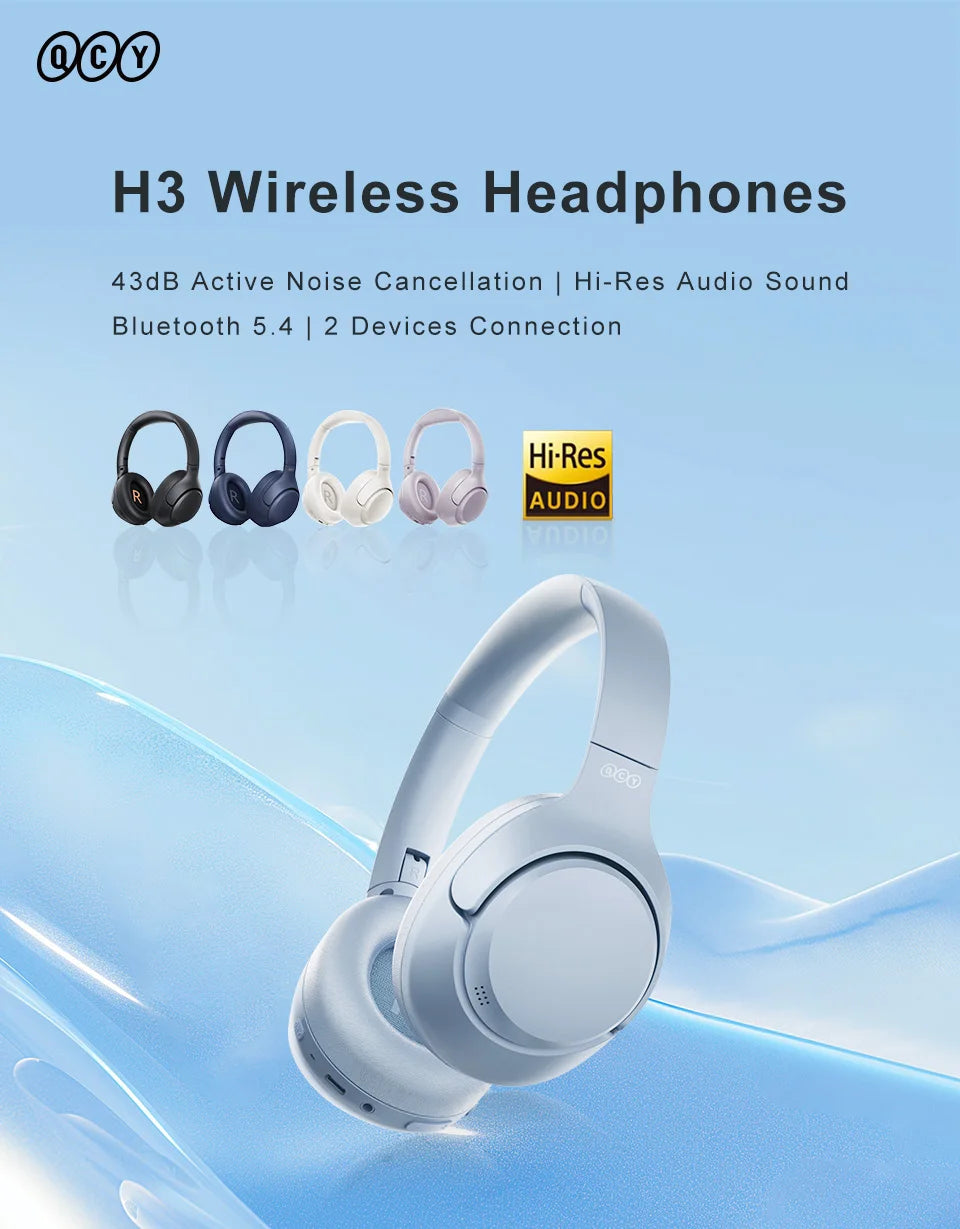 QCY H3 ANC Wireless Headphones Bluetooth 5.4 Hybrid Noise Cancellation 60H