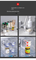 [Kitchen Storage] Clear Expandable Cabinet Organizer, Spice & Dish Divider, Multi-Scene Use For Kitchen & Bathroom