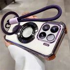 Rope Lanyard Strap Stand Phone Case For Xiaomi Redmi Note 14 Pro Plus 14S Note 15 Pro 4G 5G Transparent Shockproof Soft Cover