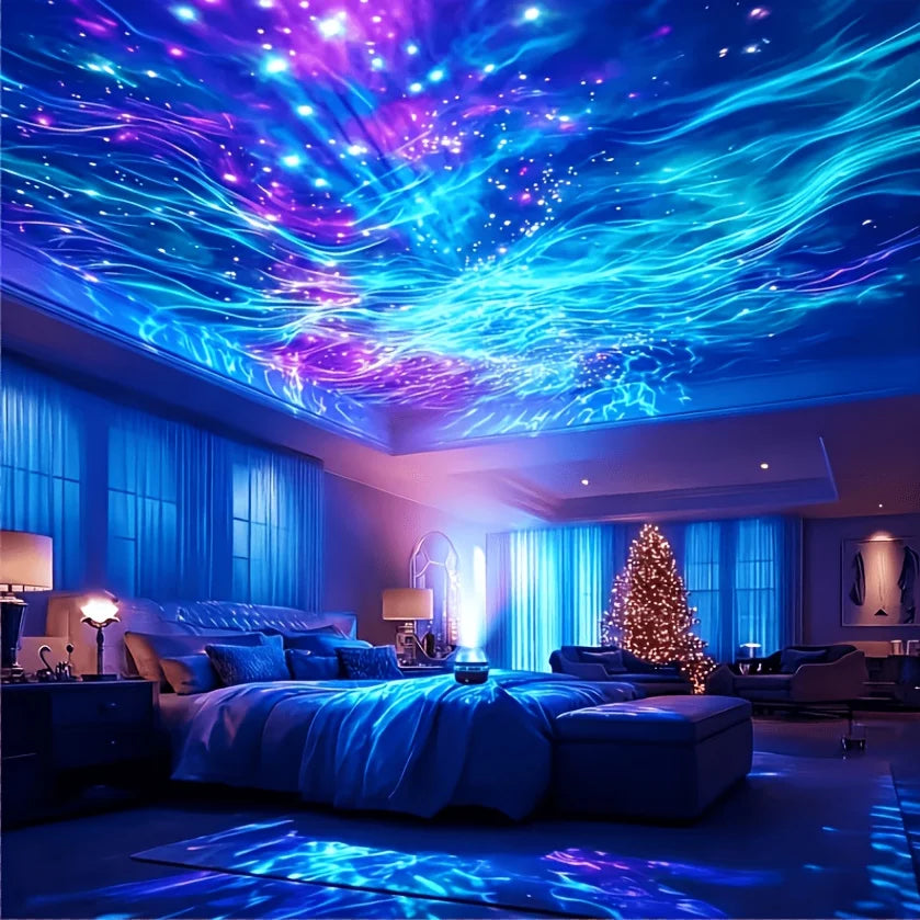 RGB Galaxy Star Ocean Wave Projector Water Ripple Night Light Starry Sky Ceiling Projection Lamp for Bedroom Party Decor