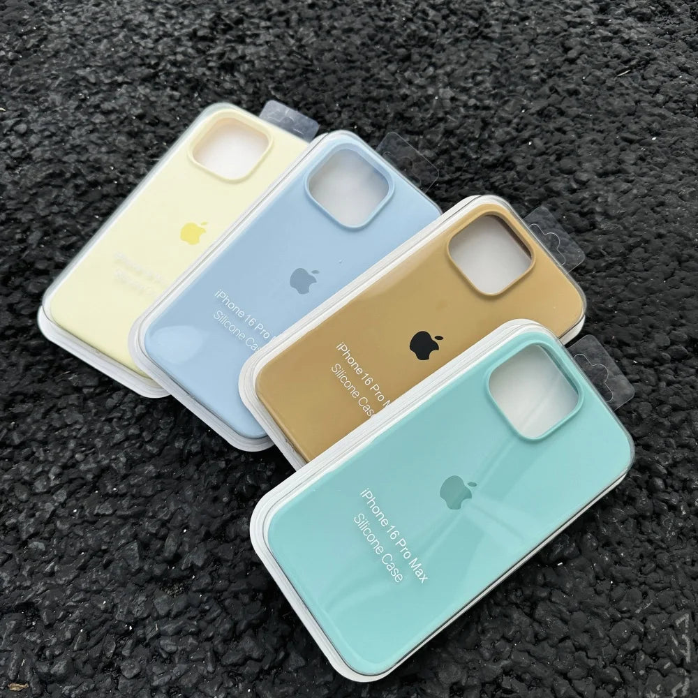 Luxury Liquid SIilicone Solid Candy Color Phone Case for Apple iPhone 17 Pro 16 15 14 13 18 Pro Max Shockproof Cover with Logo