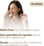 Magnesium Bisglycinate 120 Capsules with Vitamins B1, B5, and B6 for Fatigue | Supports the Nervous System, Muscles, and Energy Metabolism. 4 Months. Vegan, Gluten-Free and Lactose-Free, Made in Italy