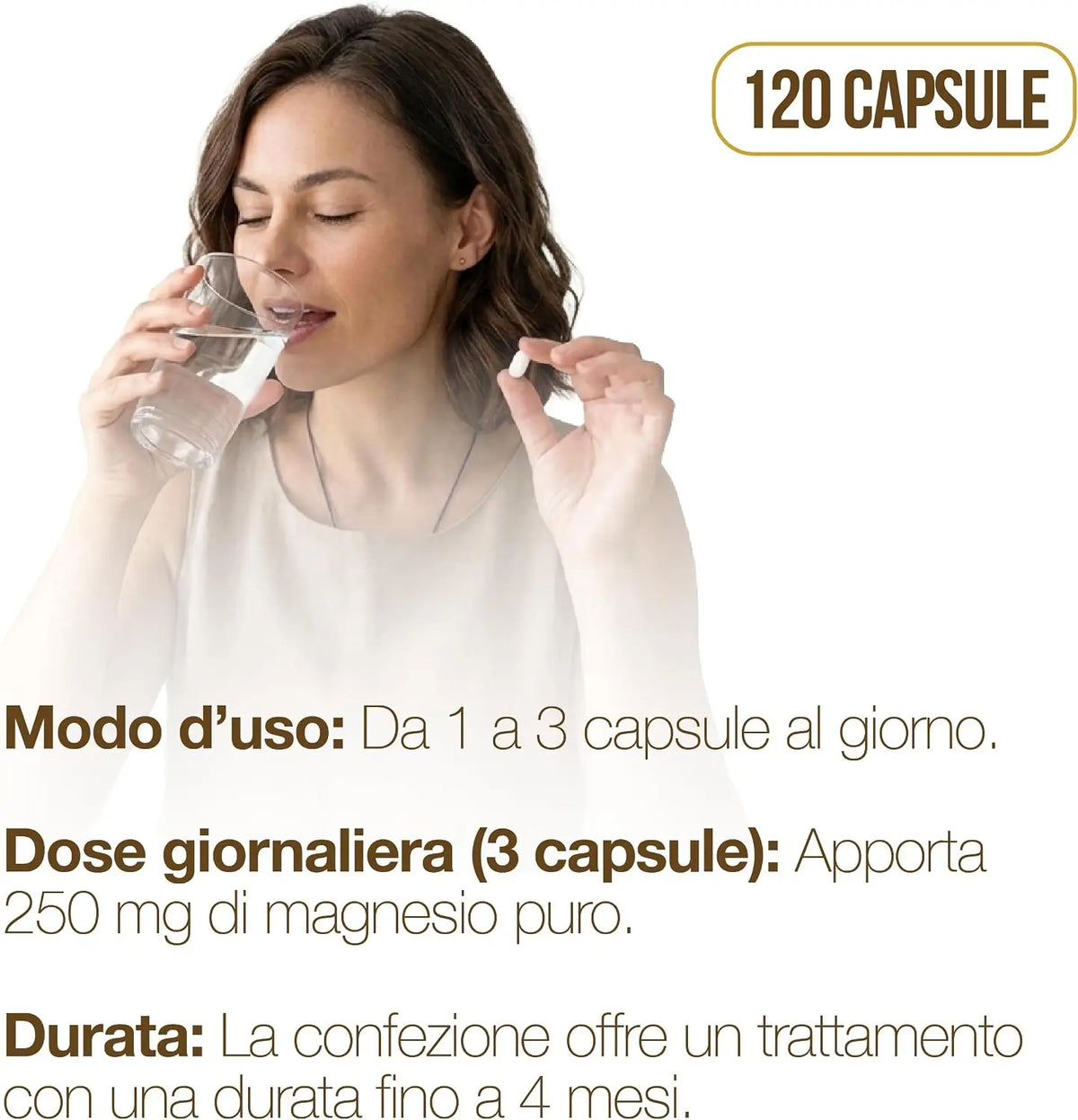 Magnesium Bisglycinate 120 Capsules with Vitamins B1, B5, and B6 for Fatigue | Supports the Nervous System, Muscles, and Energy Metabolism. 4 Months. Vegan, Gluten-Free and Lactose-Free, Made in Italy