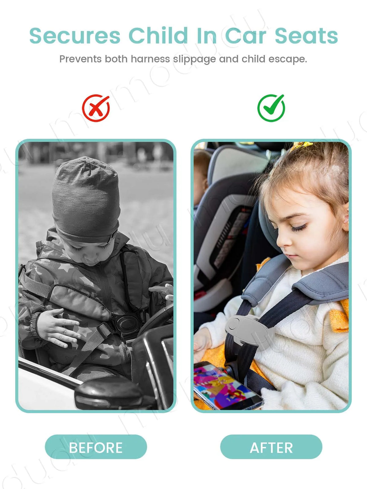 Universal Seat Chest Harness Clip - Anti EscapeBaby & Kids Seat Safety Buckle Lock, Adjustable Guard for Strollers & Car Seats
