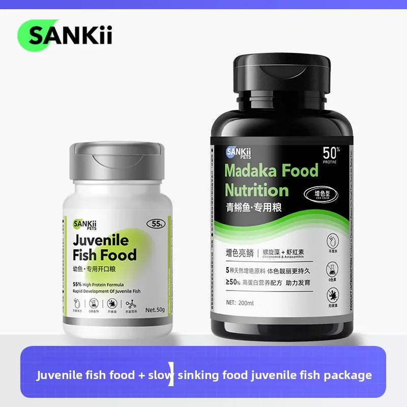 SANKii Floating Micro Pellets for Medaka, High Protein Food to Enhance Color for Viewing from Above - For Fry & Adult