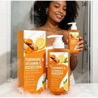 Turmeric Orange Vitamin C Body Wash Fresh Fragrance Shower Gel Moisturizing Brightening Exfoliating Deep Cleaning Smooth Skin