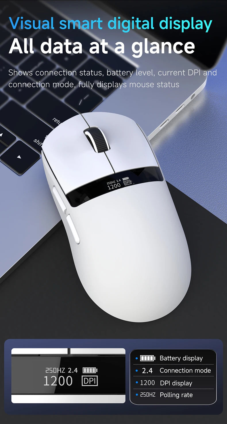 Ajazz AJ139 V2 MC Wireless Gaming Mouse Magnetic Charging Base with Anti Slip Adhesive PAW3311 Sensor Tir Mode Office Mouse