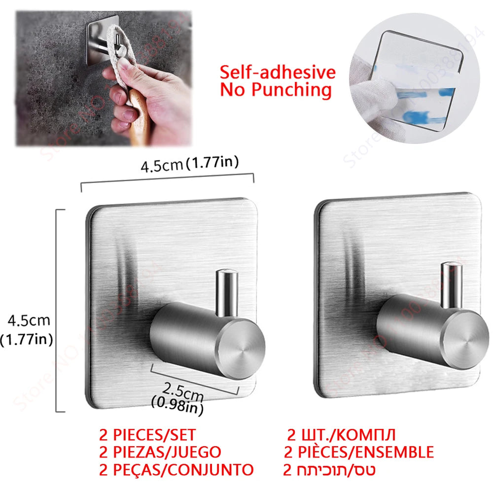 Adhesive Toilet Roll Paper Holder Organizer Wall Mount Storage Stand Kitchen Bathroom No Drill Tissue Towel Dispenser Stainless