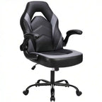 Big And Tall Office Desk Leather Gaming Computer Chair With Adjustable Swivel Task And Flip-Up Arms For Adults