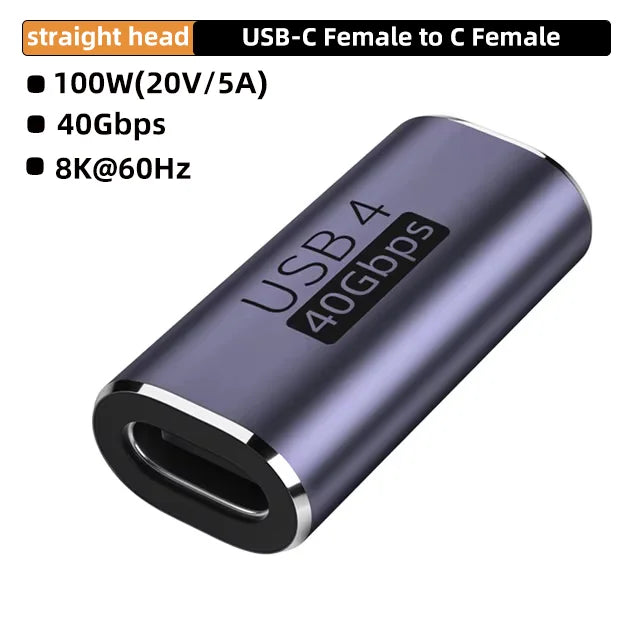 USB4.0 40Gbps OTG Type C 90 Degree Adapter 100W 5A USB C to Type C Fast Charging Converter USB C Data Adapter For Macbook 8K60HZ