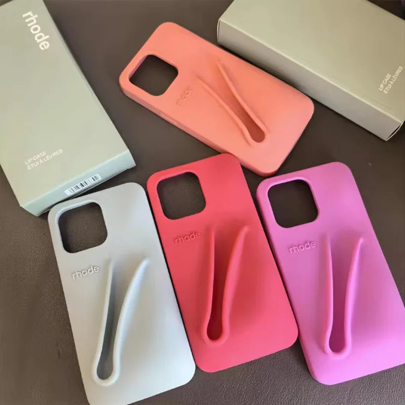 Hot‑Trend Rhode Lip Gloss Holder Cover for iPhone 11‑17, Anti‑Drop 3D Design Thick Silicone Single Shell Phone Accessory