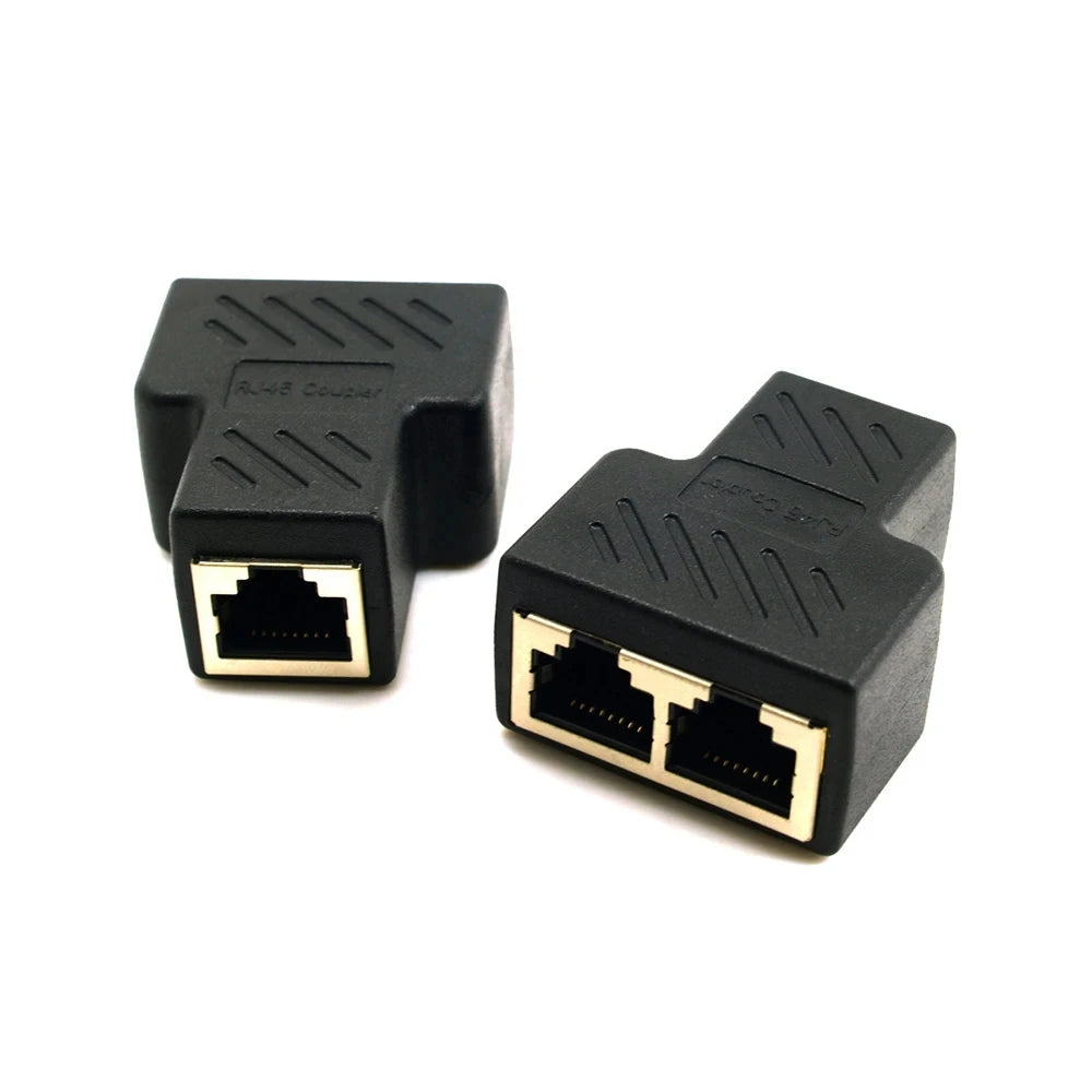 One To Two Adapter For Ethernet Cable Splitter Rj45 8P8C PC Version Simultaneous Internet Access IPTV Broadband Three Way Conn