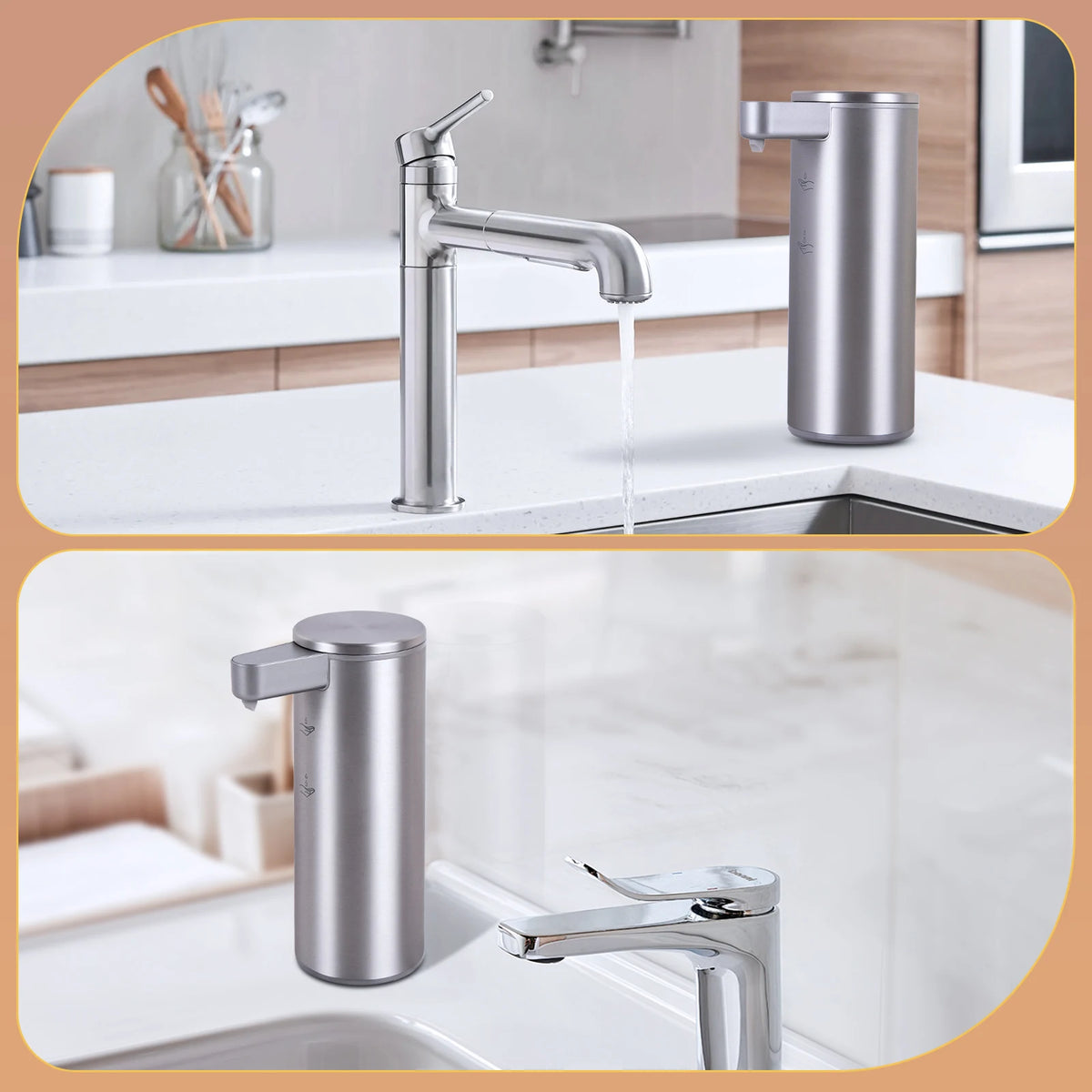  Automatic Soap Dispenser Stainless Touchless Rechargeable Hand Sanitizer Shampoo Detergent Dispenser for Kitchen Bathroom Toil