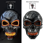 Evil Skull Mask Halloween Carnival Masquerade Haunted House Scary Decoration Cosplay Skeleton Scary Theme Party Light Up Mask