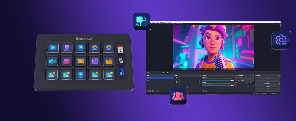 Mirabox 293S Stream Deck 15 LCD Keys Button Live Console Mini Keypad StreamDeck Deck Dock MacroPad Stream Desk Studio Controller