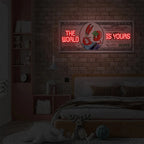 the World Is Yours Neon Sign Motivational Dollar Wall Decor Artwork Bright LED Light up Money Sign for Office Room Decor