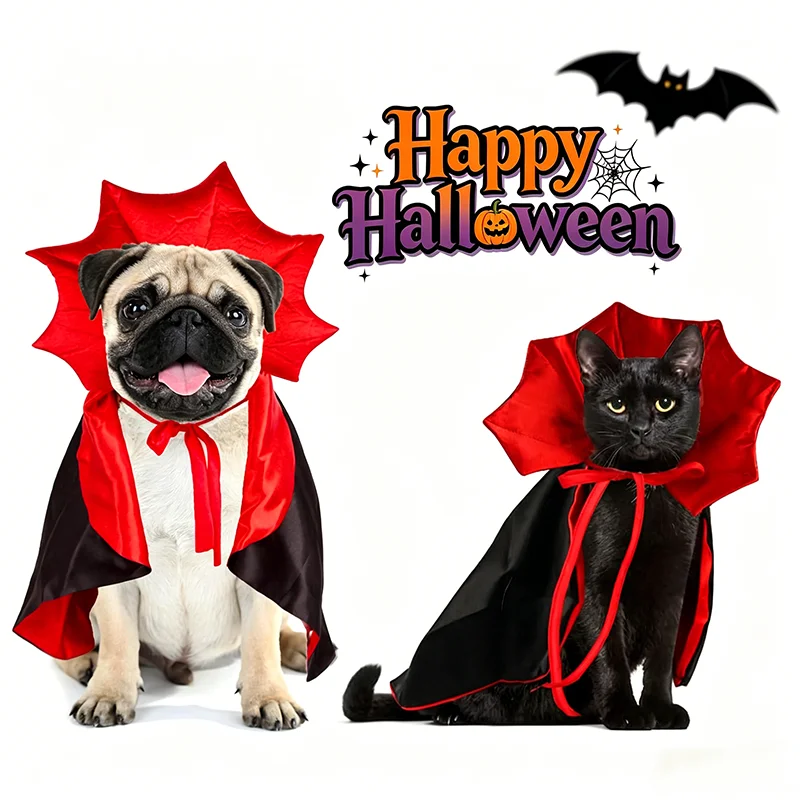 Halloween Cat Dog Vampire Cloak Costume Adjustable Pet Cape Costume Clothes, Halloween Pet Accessories Costumes