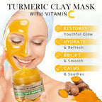 50g Turmeric and Vitamin C Peel-Off Mask, Brightens Skin Tone, Moisturizes, Smoothes, Nourishes, Tightens the Face, Anti-Wrinkle Skin Care, Firming and Lifting, Plumps Skin, Specially Designed for Large Pores and Loose Skin,