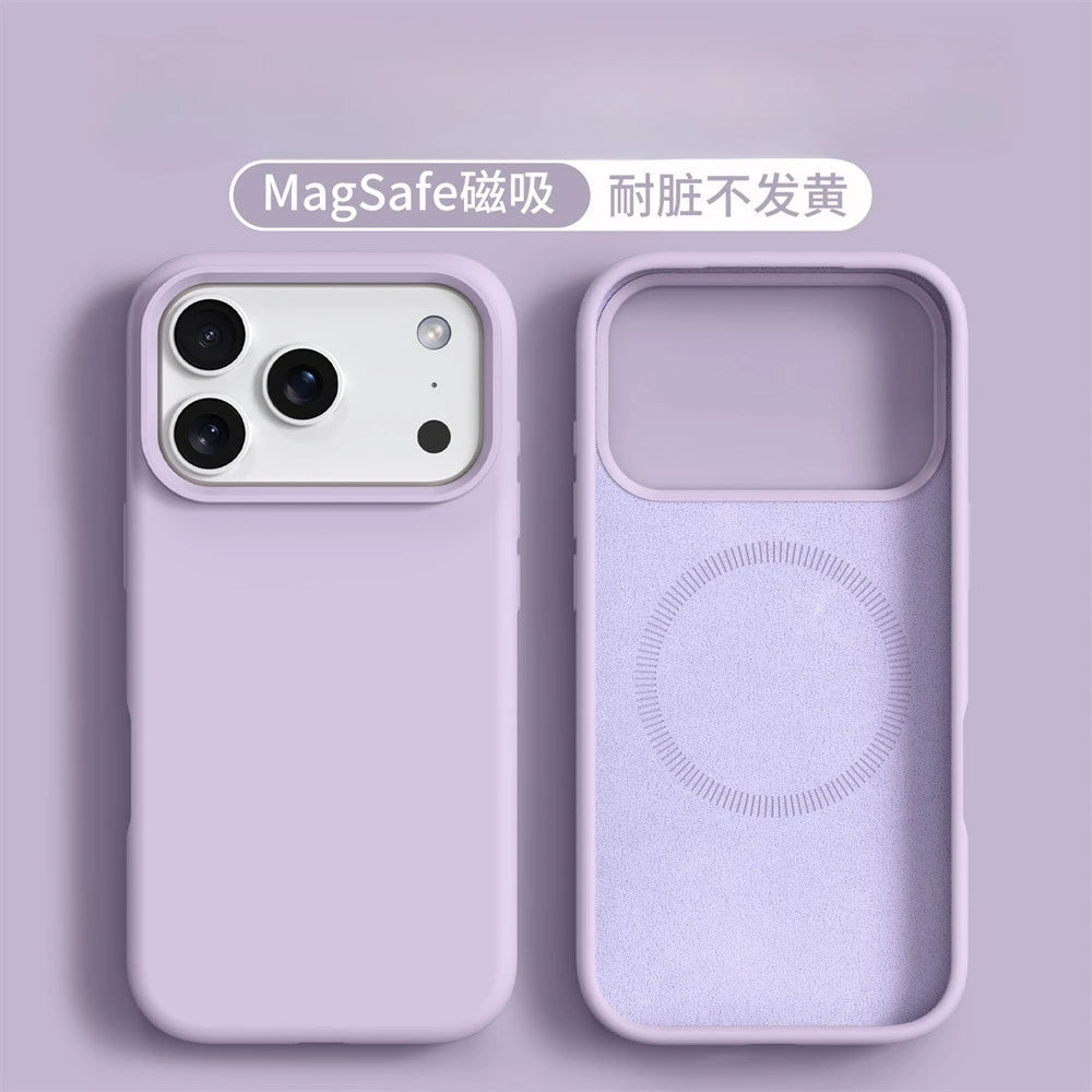 Liquid Silicone Magnetic for MagSafe Phone Case for IPhone17ProMax 16 15 18 13 17Air Solid Color Skin Protection Soft Back Cover