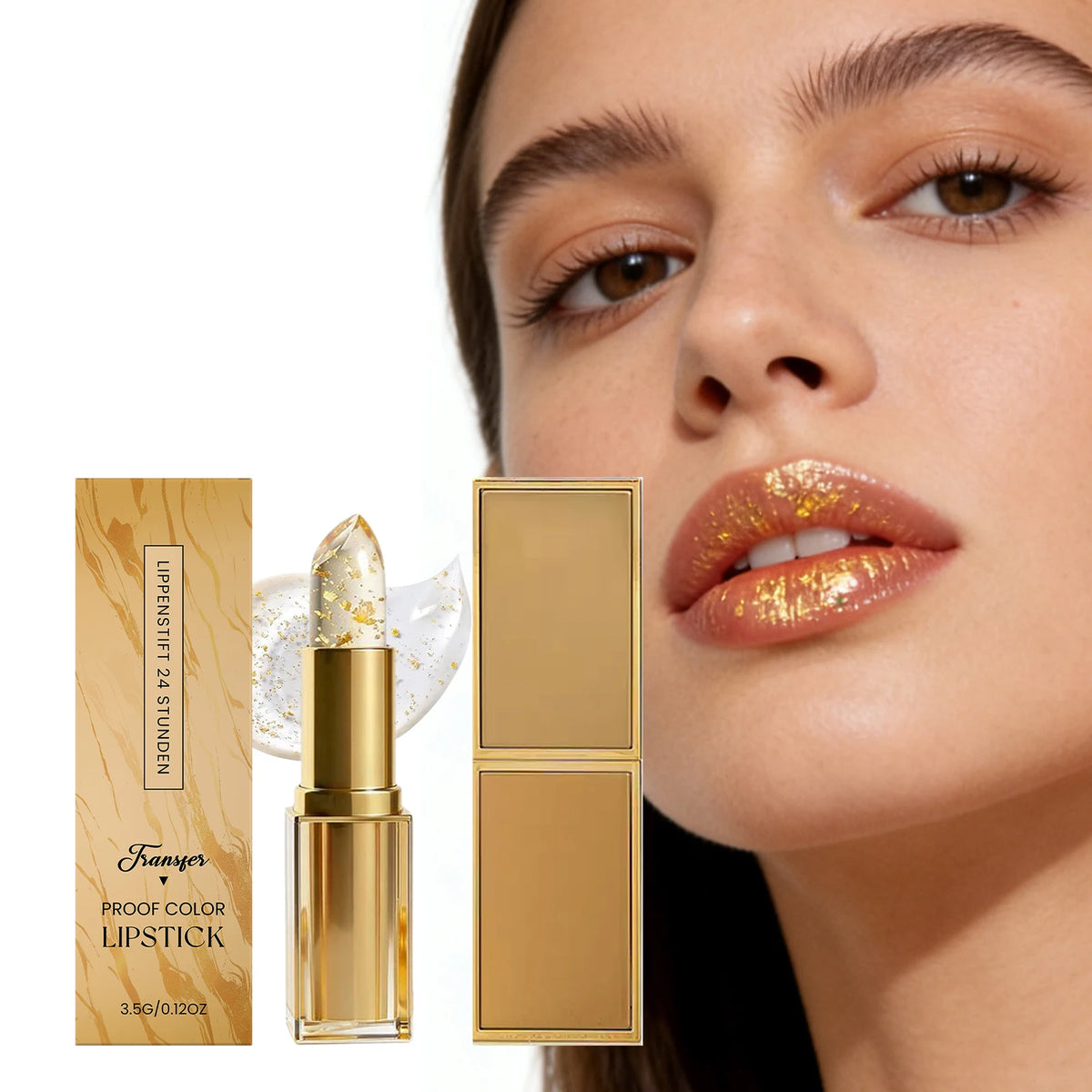 Color Changing PH Reactive Lip Balm With Gold Flecks And Non Sticky Shine