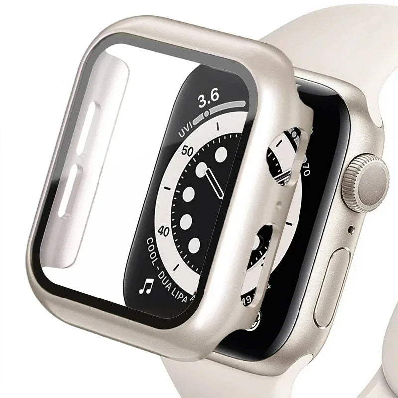 Tempered Glass+cover For Apple Watch Case Accessories 45mm 41mm 44mm 40mm 42mm Screen Protector Apple watch serie 9 4 5 6 SE 7 8