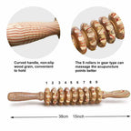 9 Rollers Wooden Massager Handheld Roller Stick Trigger Point Manual Massage Tools for Anti-cellulite, Body Muscle Pain Relief