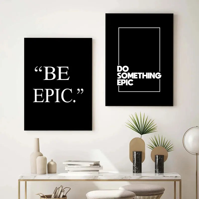 Simple Black White Inspirational Quotes Canvas Art Poster Prints Modern Motivational Wall Decorative Picture for Home Office