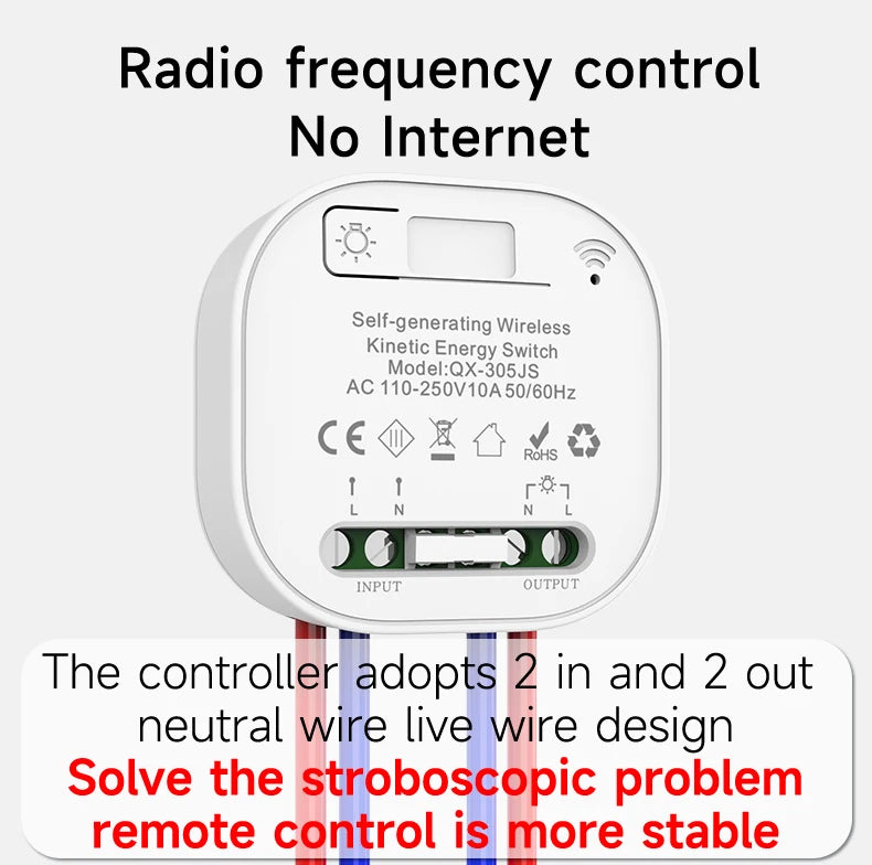 Self-powered Wireless Wall Switch No Battery Required 86Type RF433Mhz Waterproof Wall Switch