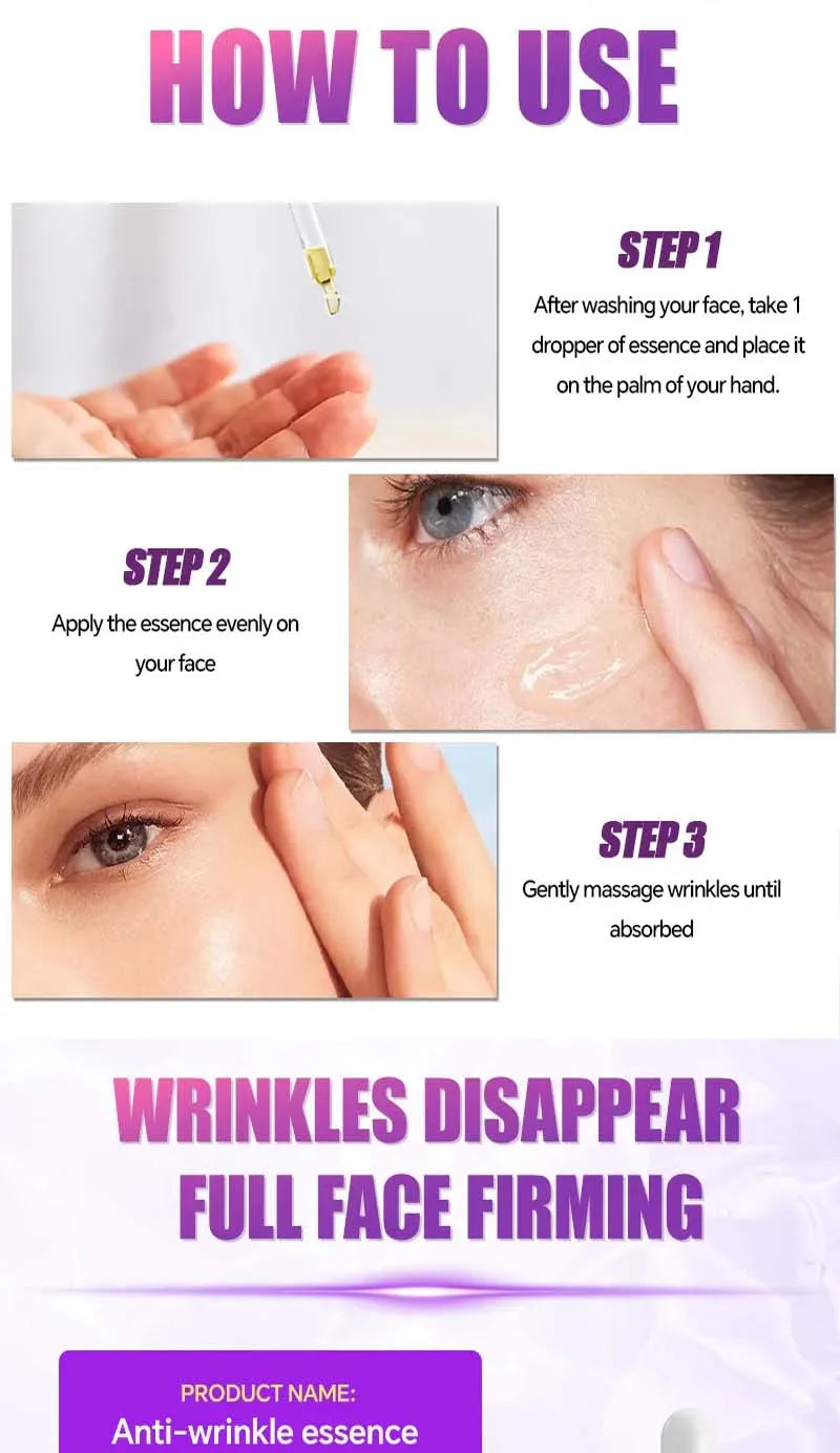 Instant Anti Wrinkle Effect Remove Facial Wrinkles Moisturizing Serum To Fine Lines Around The Eyes Crow's Feet Neck Wrinkle